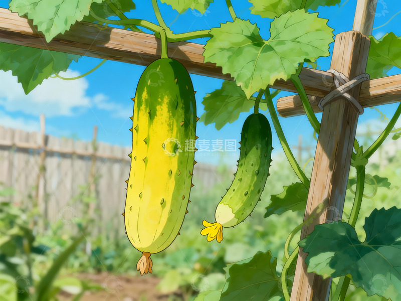 高清大图下载【趣麦麦图】菜园黄瓜插画 5
