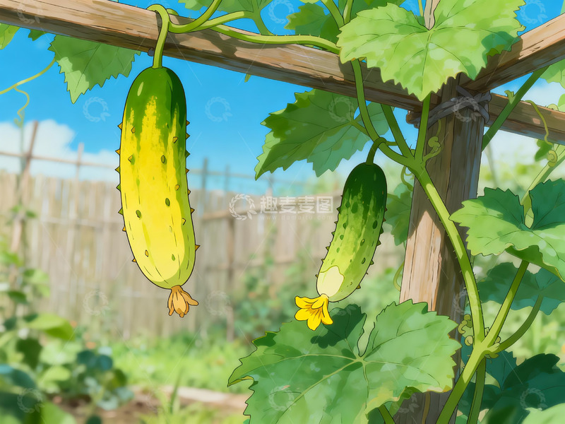 高清大图下载【趣麦麦图】菜园黄瓜插画 3