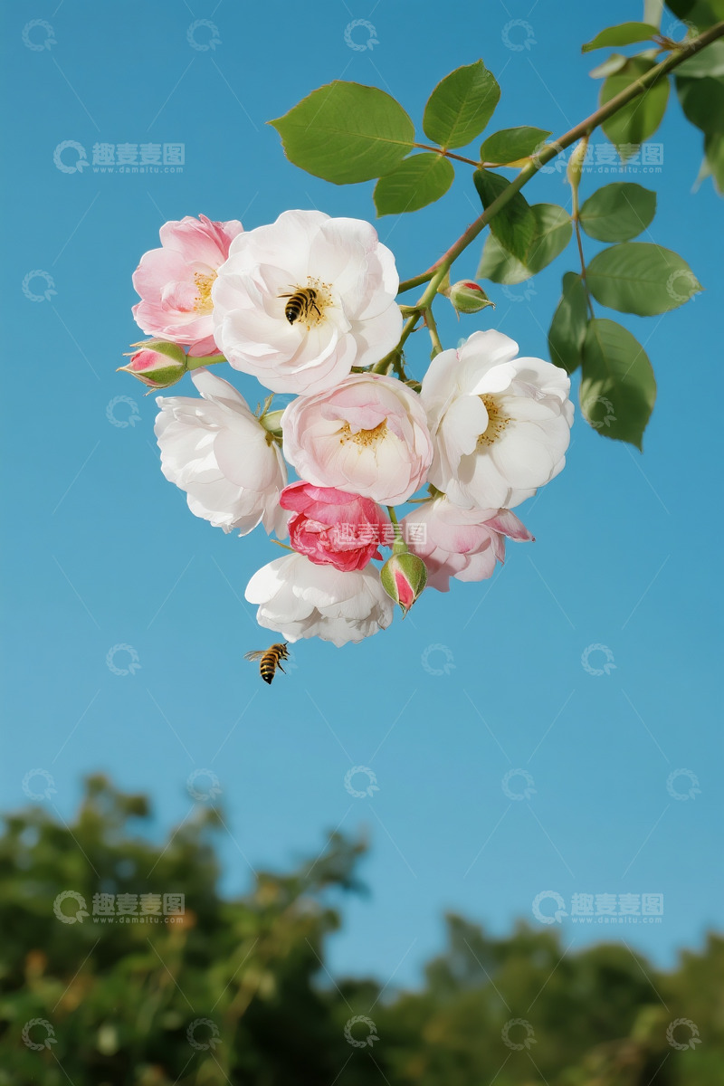 高清大图下载【趣麦麦图】蔷薇花小蜜蜂3