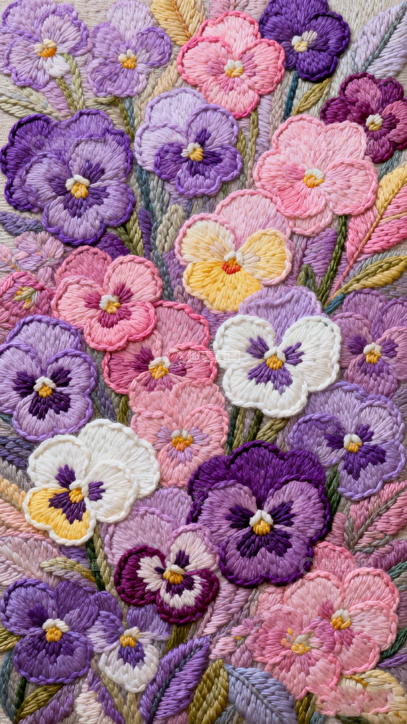 高清大图下载【趣麦麦图】刺绣花卉图案艺术装饰