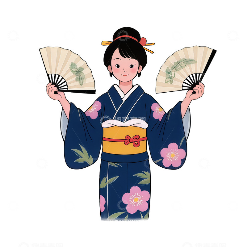高清大图下载【趣麦麦图】日式和服女性插画
