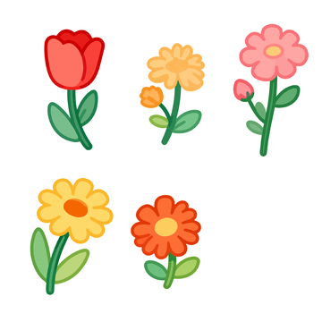 卡通花朵图案插画设计素材
