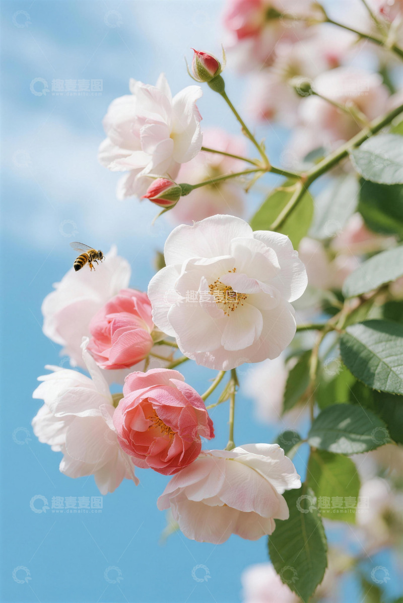 高清大图下载【趣麦麦图】蔷薇花小蜜蜂4