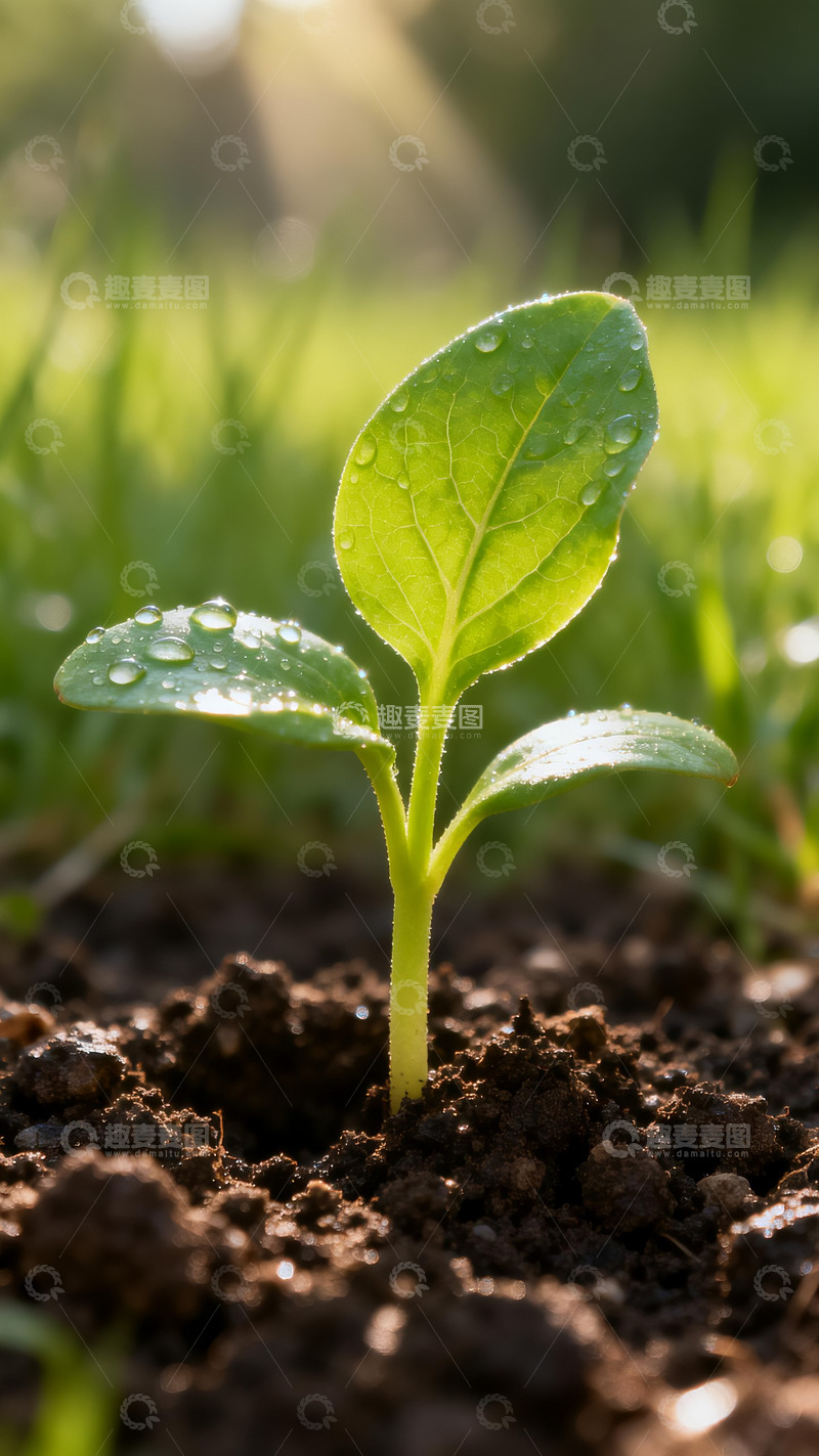 高清大图下载【趣麦麦图】破土而出的幼苗1