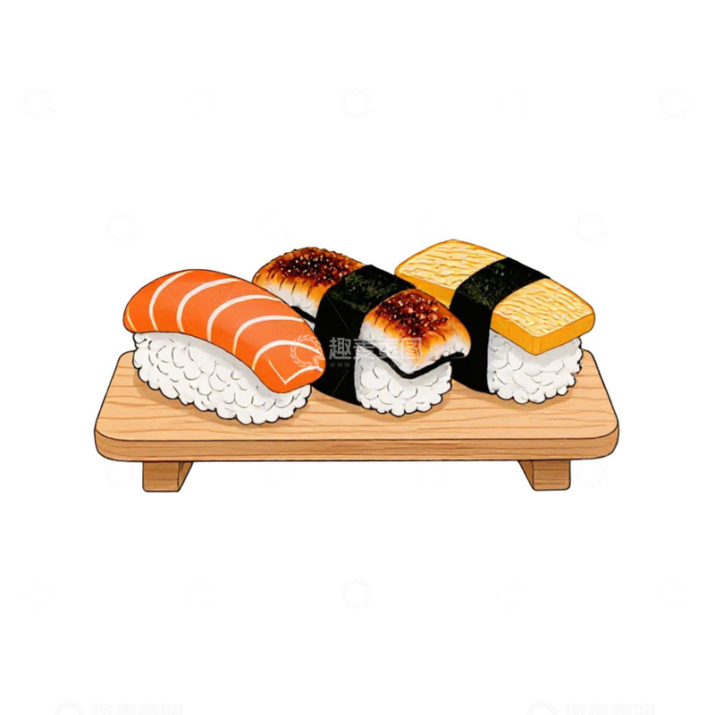 高清大图下载【趣麦麦图】寿司插画美食绘画作品