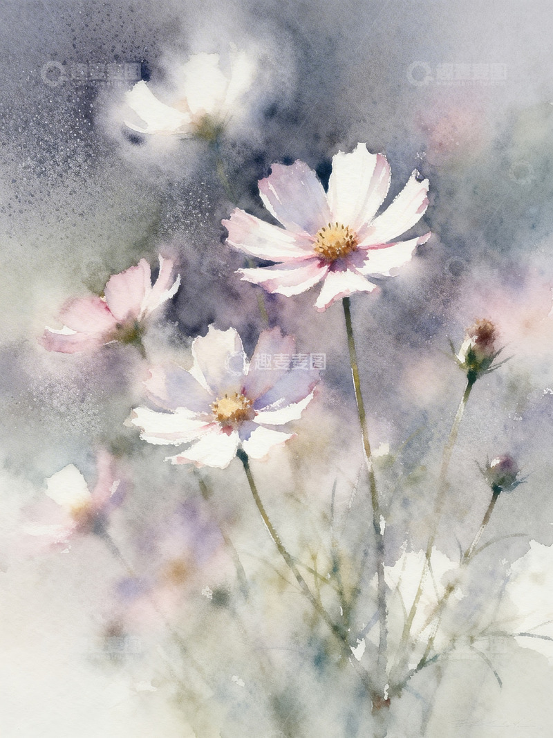 高清大图下载【趣麦麦图】朦胧感格桑花3