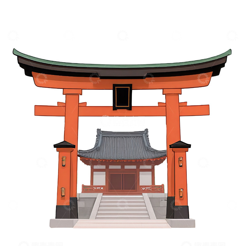 高清大图下载【趣麦麦图】日式鸟居与传统建筑