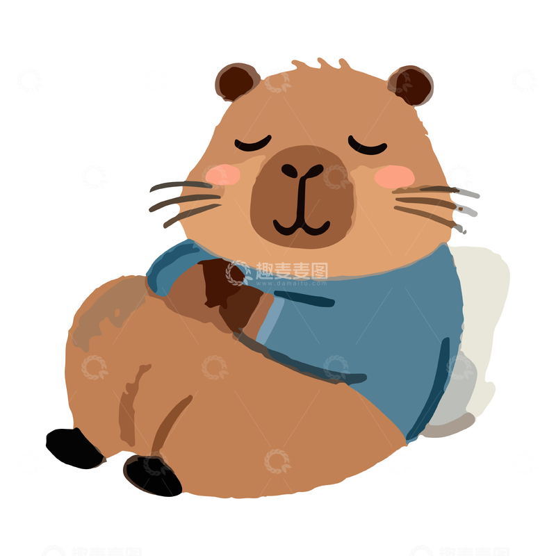 源文件下载【趣麦麦图】卡通可爱水豚插画