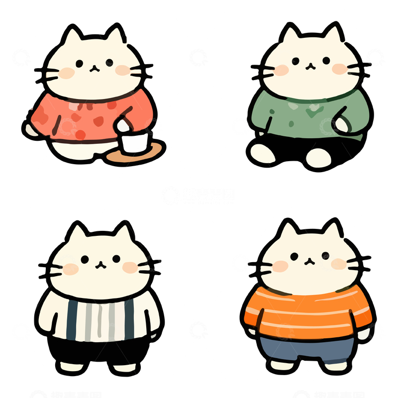 源文件下载【趣麦麦图】卡通可爱猫咪插画合集