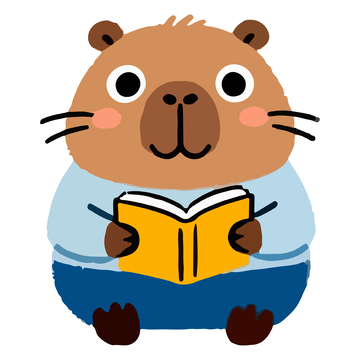 卡通河狸阅读绘本插画素材