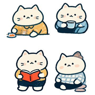卡通猫咪休闲生活插画