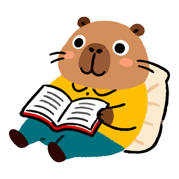 卡通河狸阅读图书插画