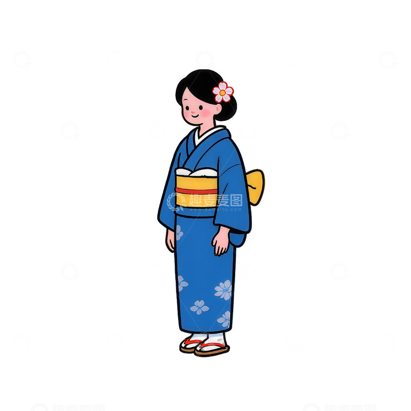 高清大图下载【趣麦麦图】日式和服女性插画动漫风格
