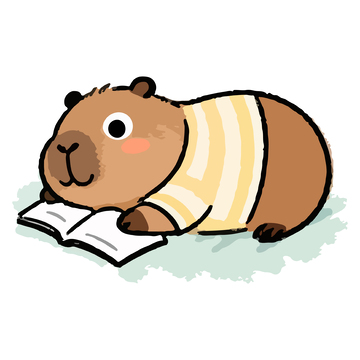卡通河狸阅读书籍插画