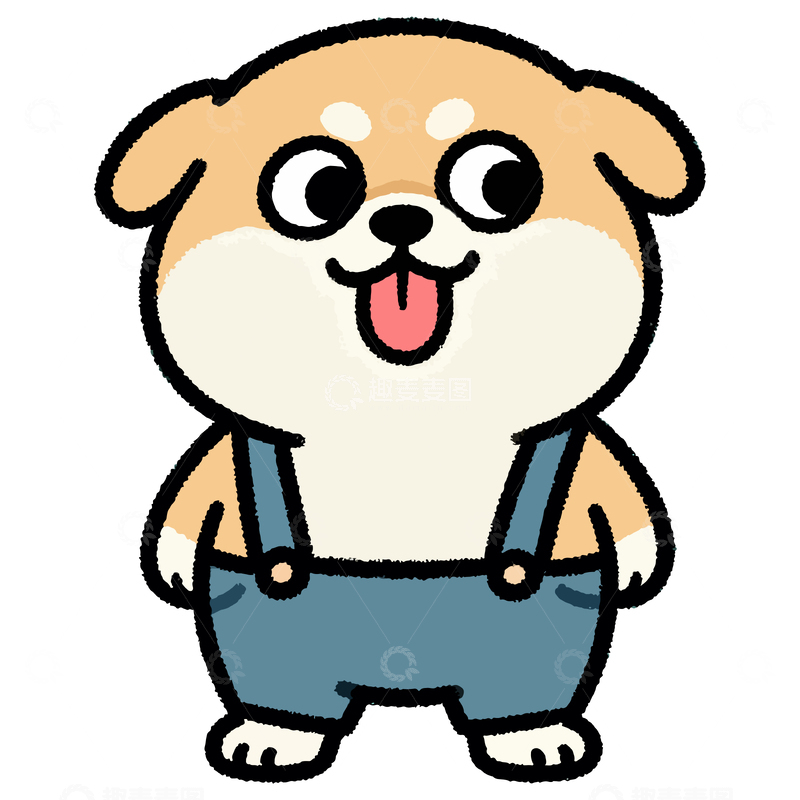 源文件下载【趣麦麦图】可爱卡通狗背带裤形象