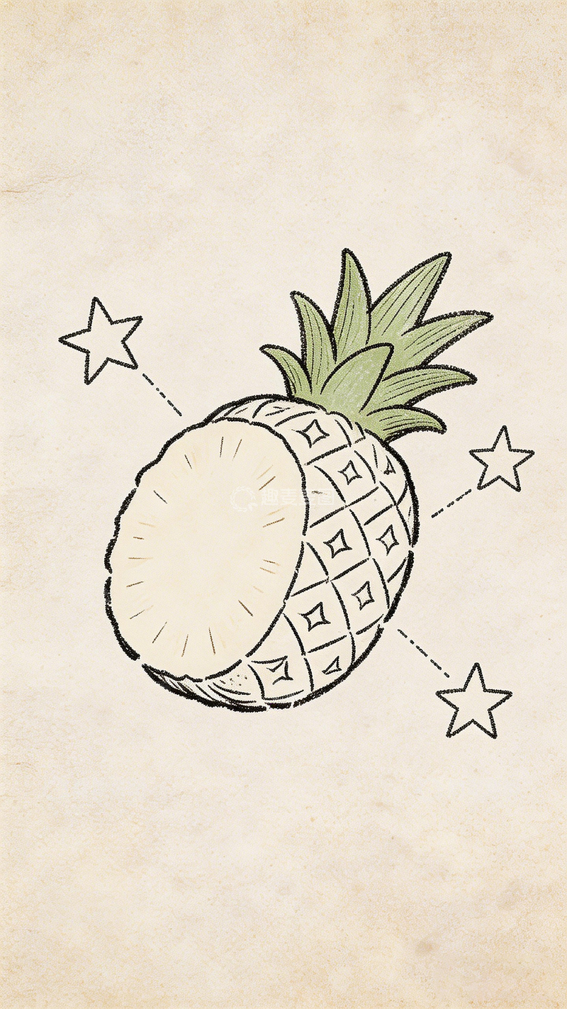 高清大图下载【趣麦麦图】手绘菠萝星点缀插画