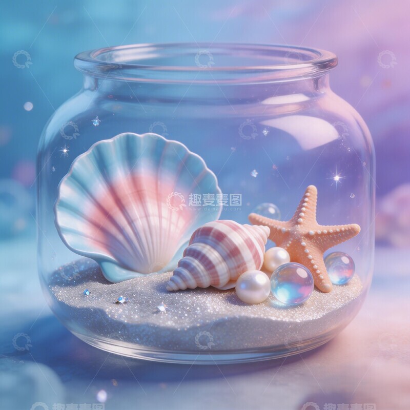 高清大图下载【趣麦麦图】梦幻海洋玻璃瓶装饰