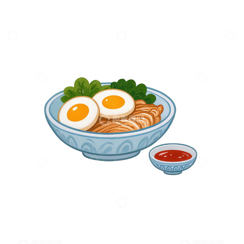 高清大图下载【趣麦麦图】卡通拉面美食插画设计素材