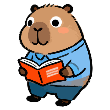 卡通河狸阅读图书插画