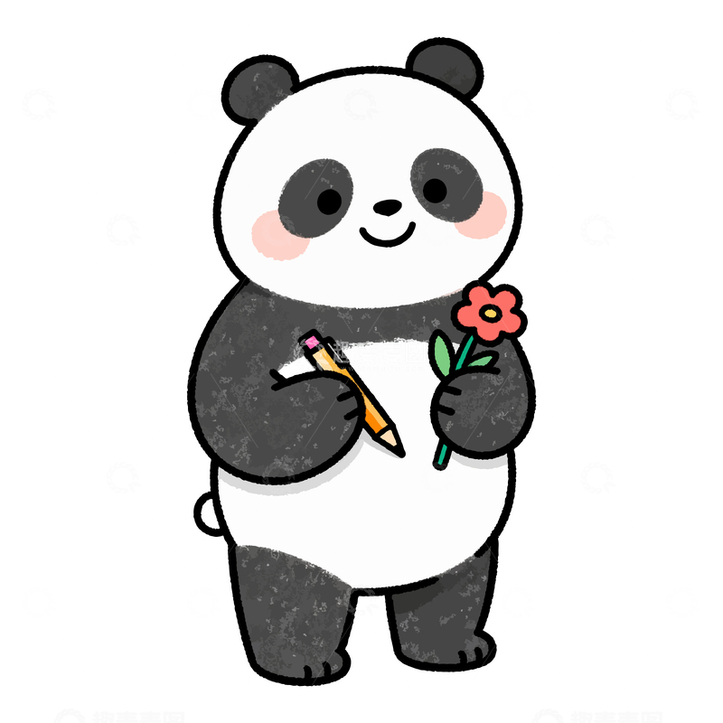 源文件下载【趣麦麦图】熊猫卡通插画简笔画