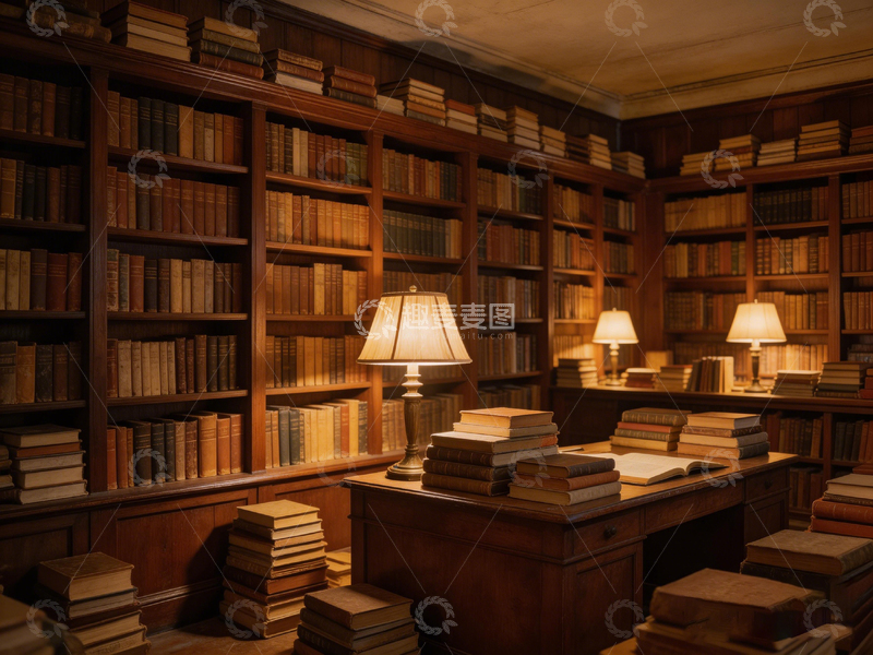 高清大图下载【趣麦麦图】古典书房书香氛围图书资料库