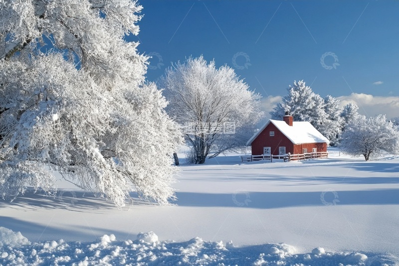 高清大图下载【趣麦麦图】冬季乡村小木屋摄影