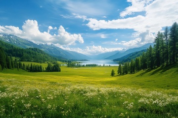 夏季平原森林自然美景