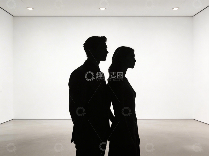 高清大图下载【趣麦麦图】剪影风格男女相对艺术摄影