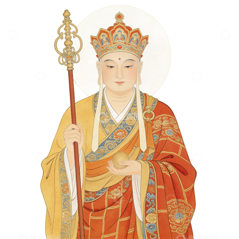 高清大图下载【趣麦麦图】佛教人物传统服饰手绘插画