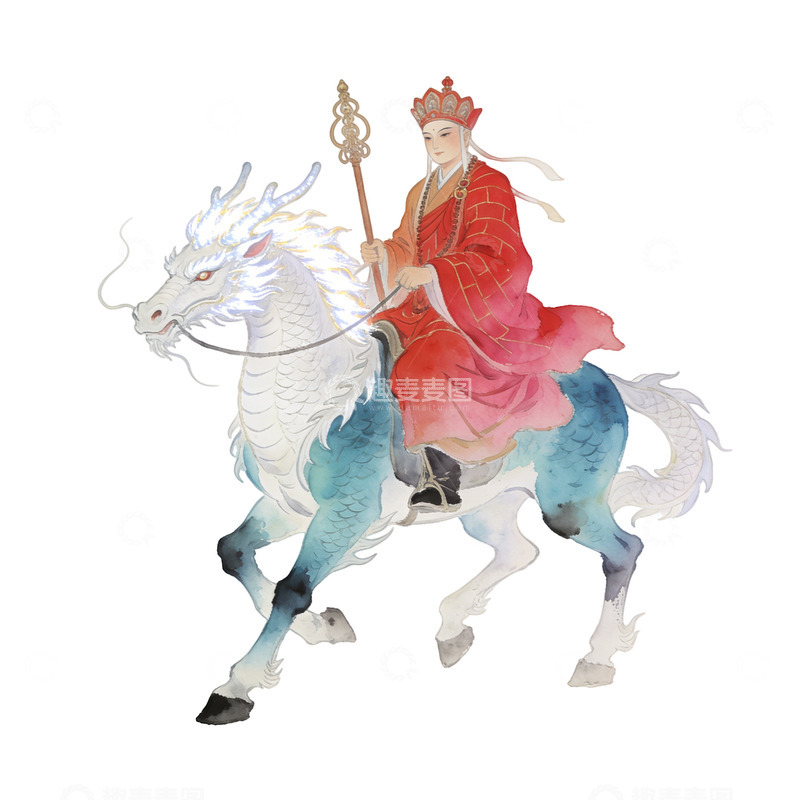 高清大图下载【趣麦麦图】古风仙侠骑龙人物插画