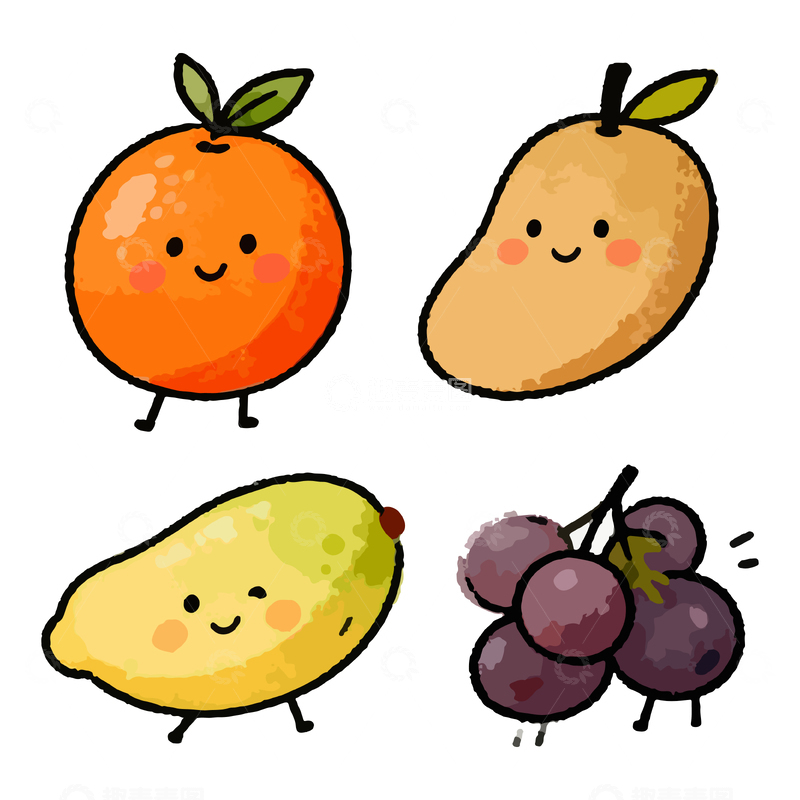 源文件下载【趣麦麦图】卡通水果手绘插画设计元素