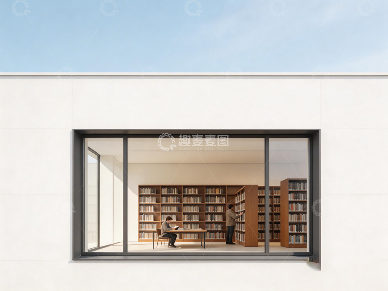 高清大图下载【趣麦麦图】现代简约图书馆内景设计