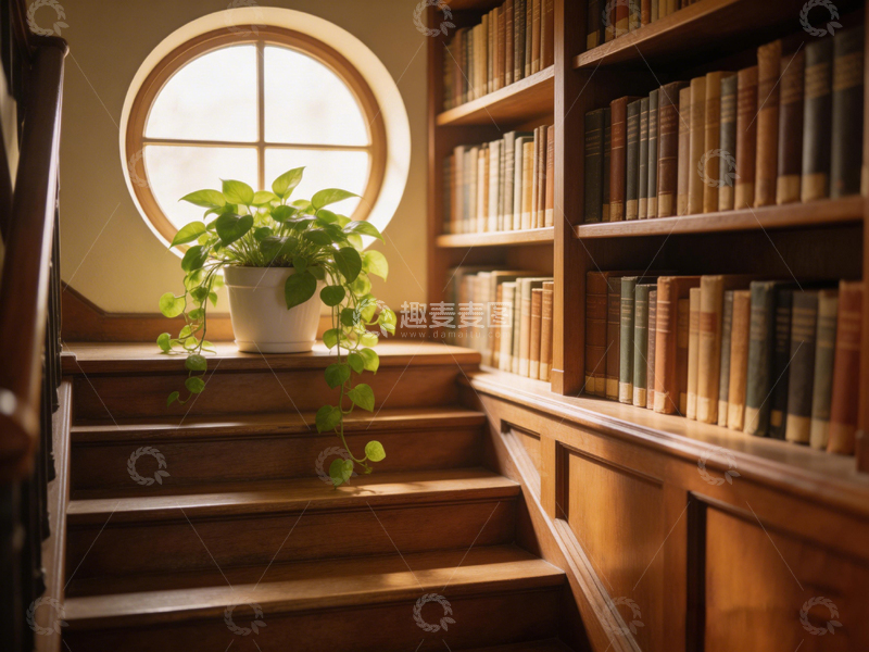 高清大图下载【趣麦麦图】书香四溢复古书房角落