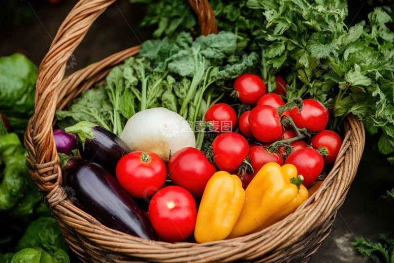 高清大图下载【趣麦麦图】一篮子新鲜的蔬菜美食