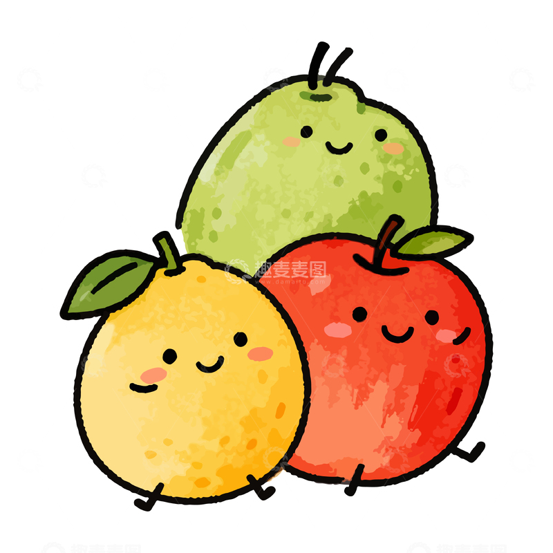 源文件下载【趣麦麦图】卡通水果笑脸图案设计元素