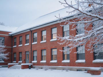 冬日校园建筑雪景摄影