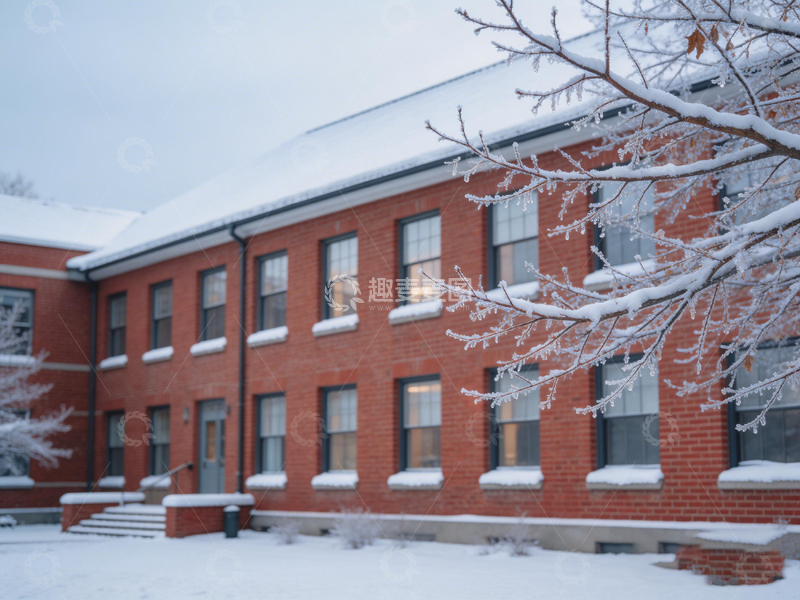 高清大图下载【趣麦麦图】冬日校园建筑雪景摄影
