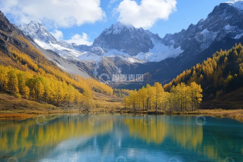 高清大图下载【趣麦麦图】远山湖泊森林雪山