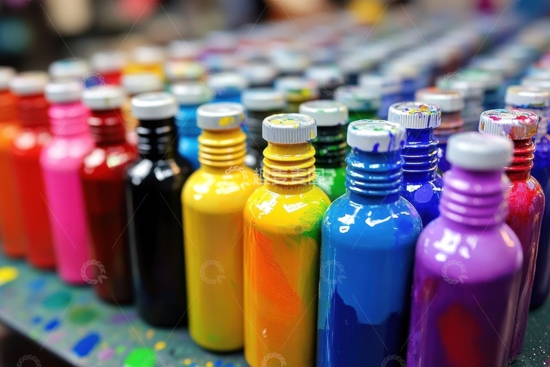 高清大图下载【趣麦麦图】排列整齐的颜料瓶