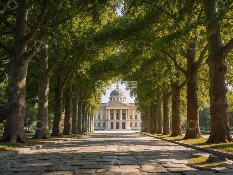 高清大图下载【趣麦麦图】古典建筑林荫大道风光摄影