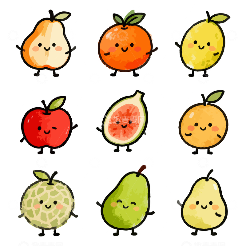 源文件下载【趣麦麦图】可爱卡通水果插图合集