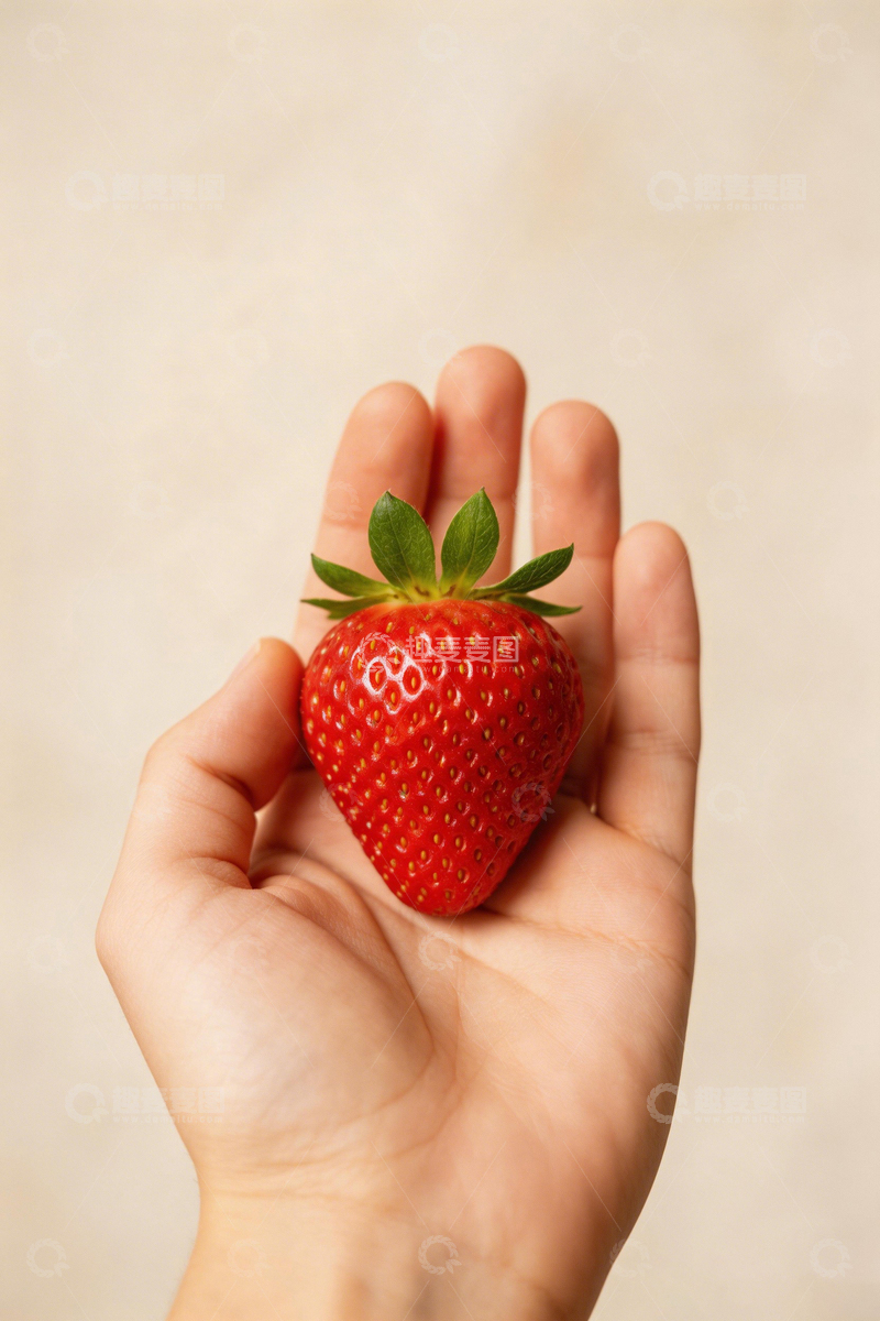 高清大图下载【趣麦麦图】手掌草莓特写