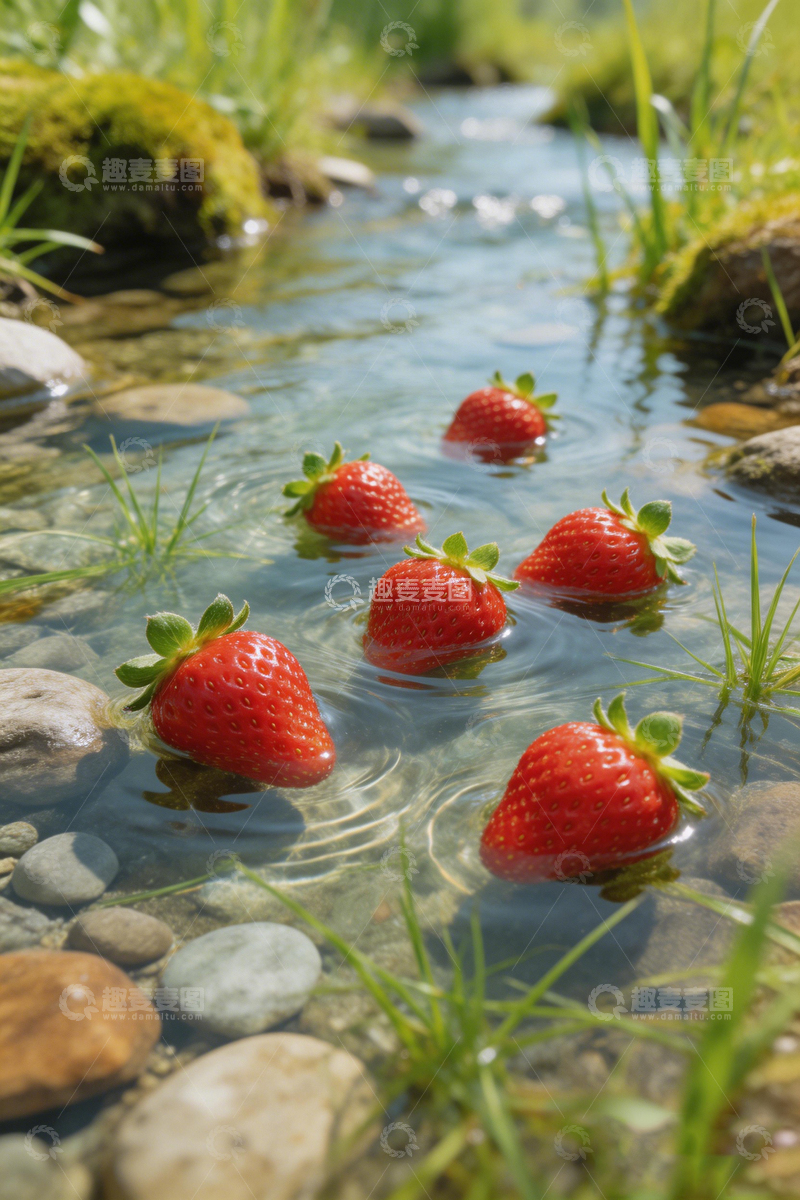 高清大图下载【趣麦麦图】自然溪流草莓美景摄影