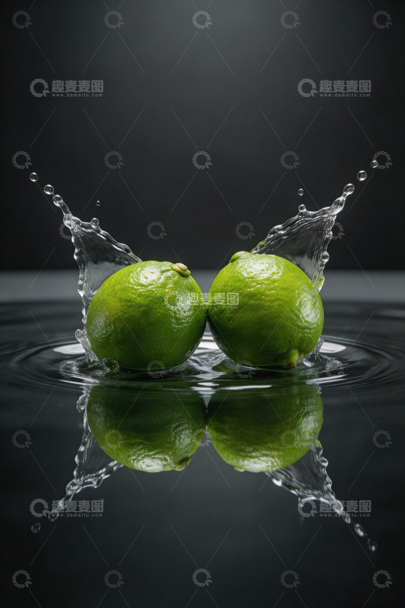 高清大图下载【趣麦麦图】动感水花青柠创意摄影