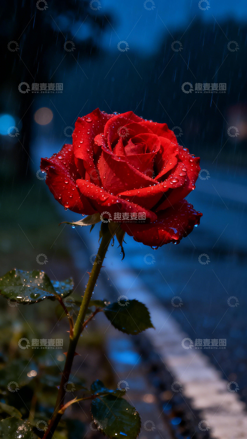 高清大图下载【趣麦麦图】雨中玫瑰浪漫唯美壁纸