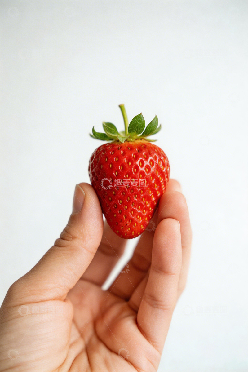 高清大图下载【趣麦麦图】手持草莓特写摄影