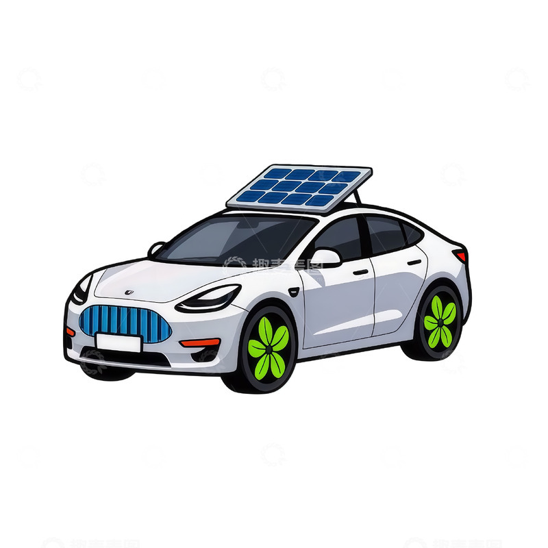 高清大图下载【趣麦麦图】卡通风格电动汽车插画