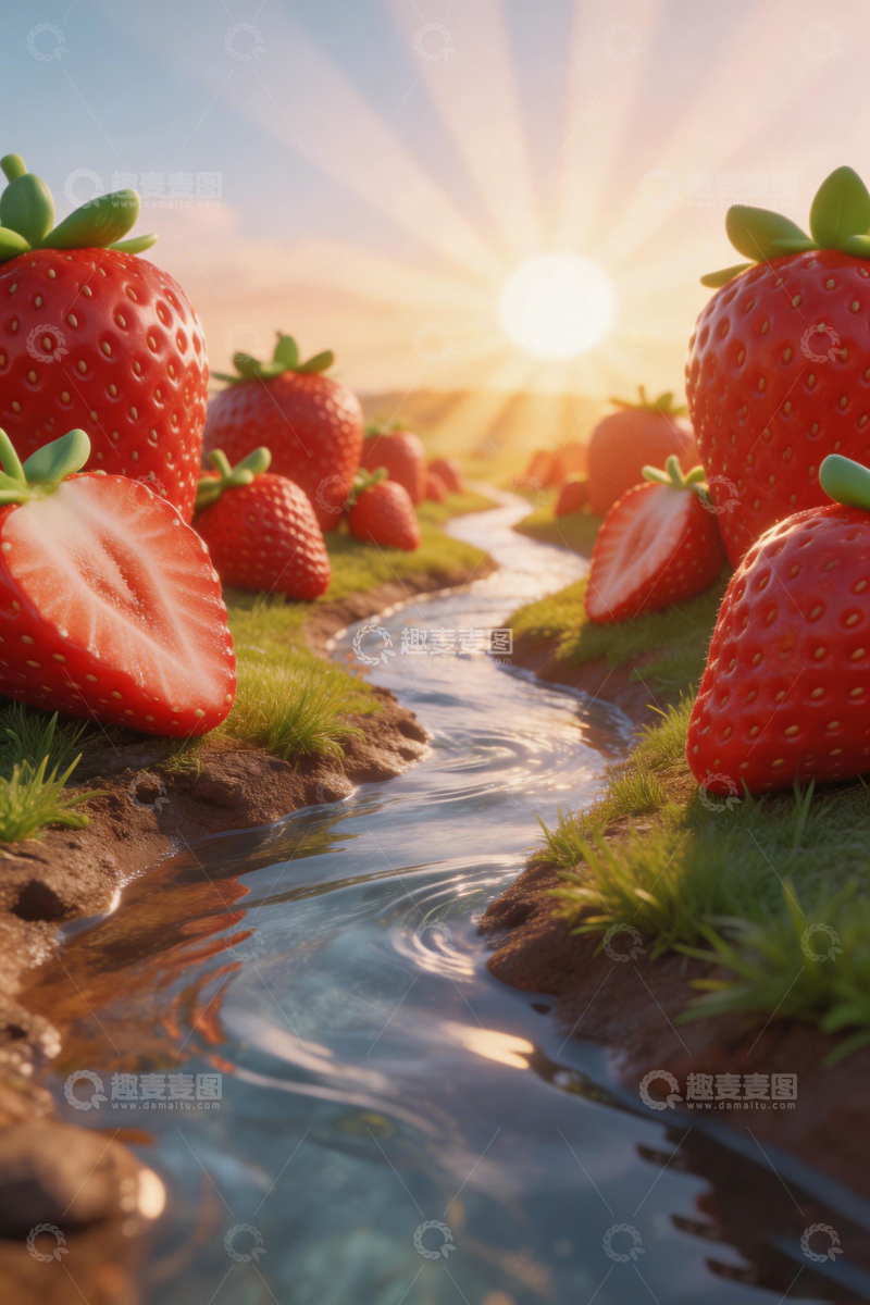 高清大图下载【趣麦麦图】草莓溪谷风光图