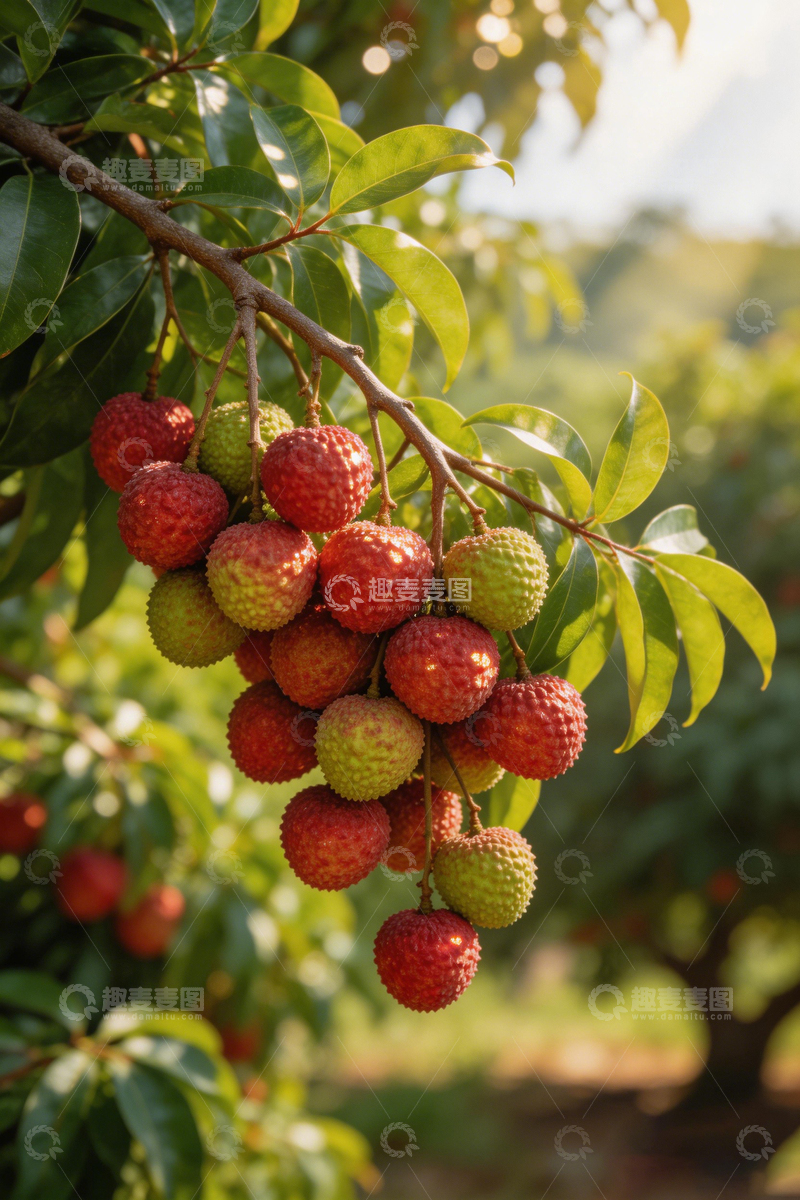 高清大图下载【趣麦麦图】荔枝园丰收景象