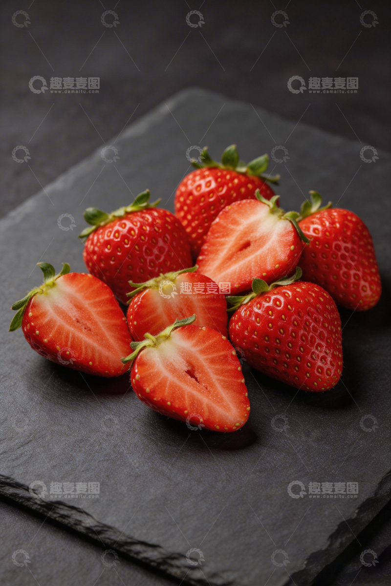 高清大图下载【趣麦麦图】暗调草莓美食摄影